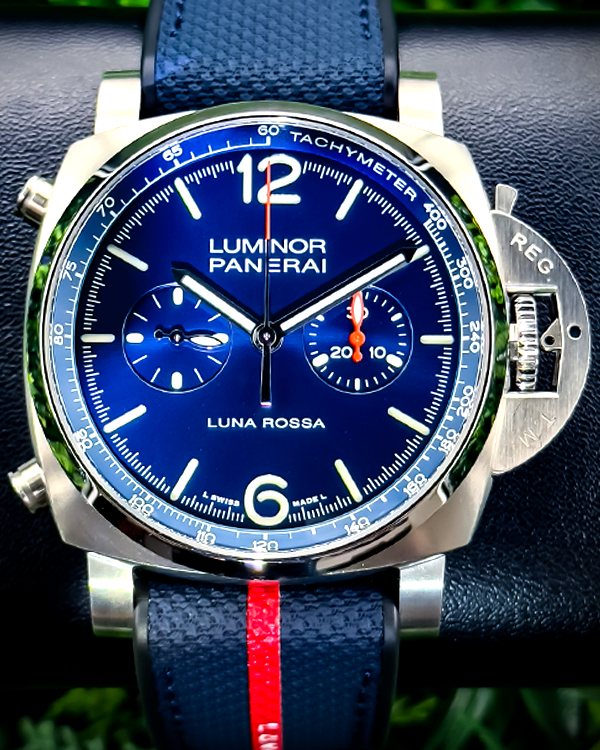 2022 Panerai Luminor Chrono Luna Rossa Limited Edition 44MM Blue Dial Rubber/Textile Strap (PAM01303)