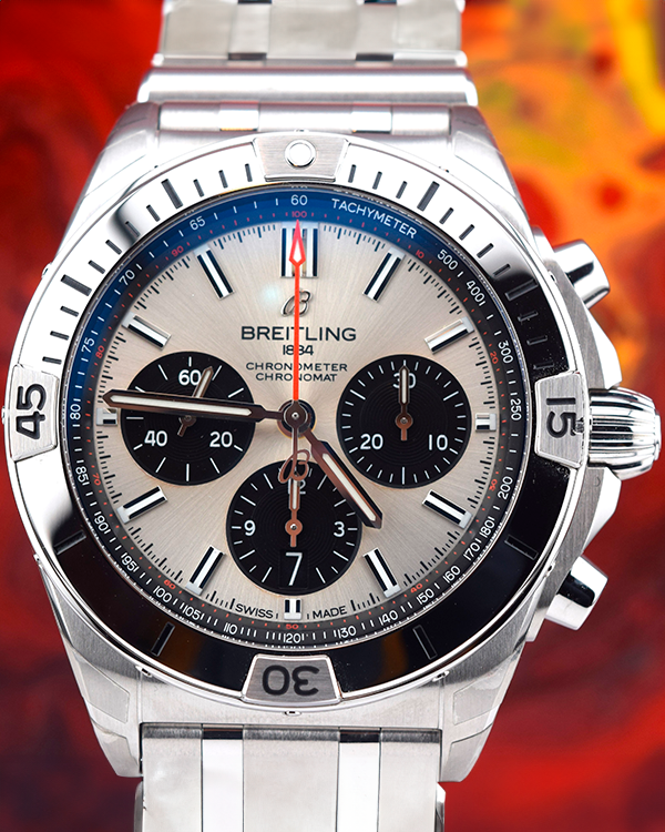 2023 Breitling Chronomat B01 42MM Silver Dial Steel Bracelet (AB0134)