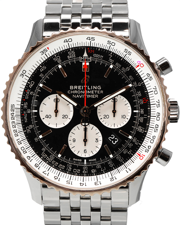 Breitling Navitimer Chronograph 46MM Black Dial Steel Bracelet (UB0127)