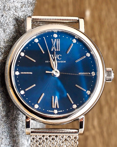 2020 IWC Schaffhausen Portofino 34MM Blue Dial Steel Bracelet (IW357404)