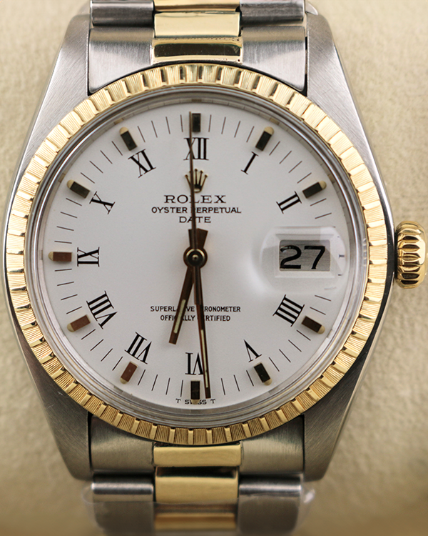 Rolex Oyster Perpetual Date 34MM White Dial Two-Tone Oyster Bracelet (1505)