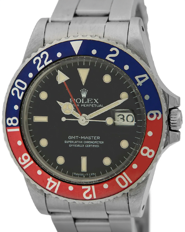 Rolex GMT-Master "Pepsi" Vintage 40MM Black Dial Steel Bracelet (16750)