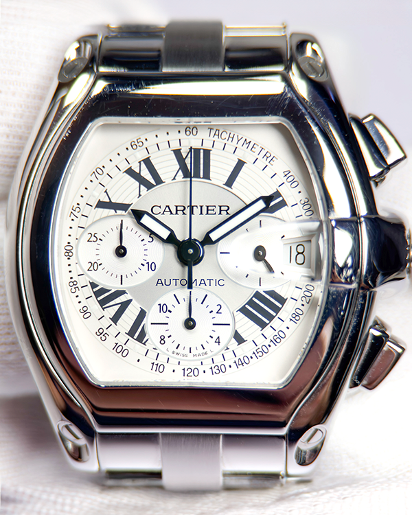 2004 Cartier Roadster XL 43MM Silver Dial Steel Bracelet (W62006X6)