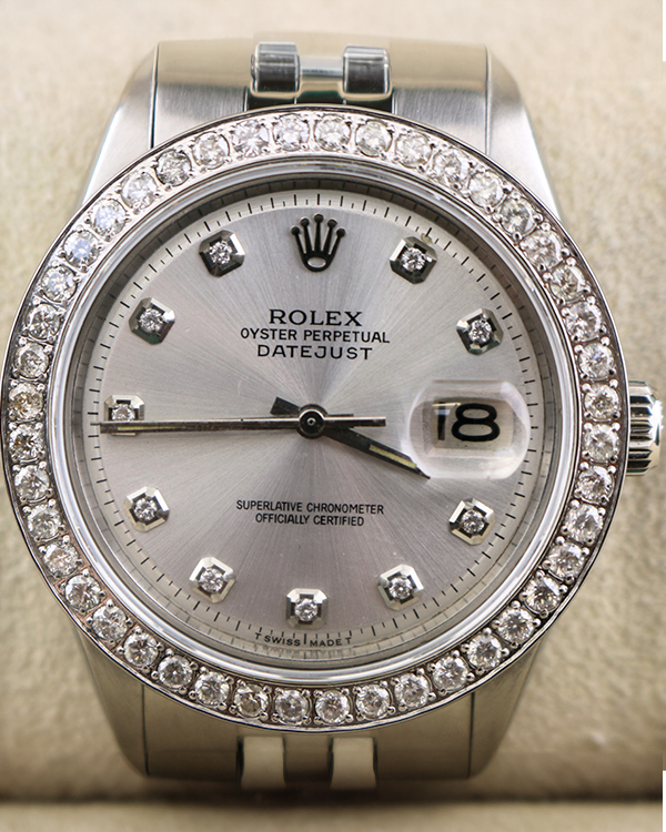 1975 (4.0 Mill. Serial) Rolex Datejust 36MM Aftermarket Silver Dial Jubilee Bracelet (1603)