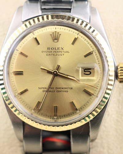 1968 (1.8 Mil. Serial) Rolex Datejust 36MM Champagne Dial Two-Tone Oyster Bracelet (1601)