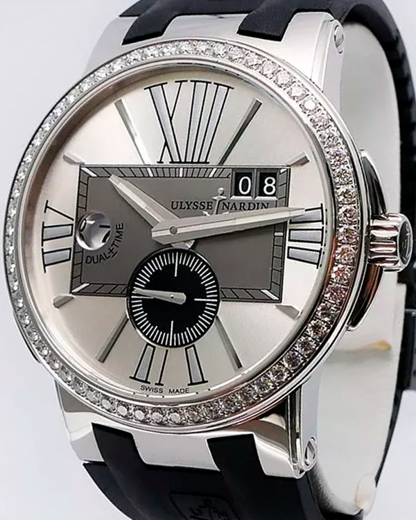 Ulysse Nardin Executive Dual Time 43MM Silver Dial Rubber Strap (243-00B/421)