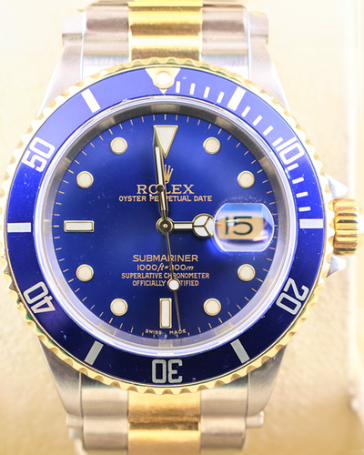 2004 (F Serial) Rolex Submariner Date "Bluesy" 40MM Blue Dial Two-Tone Oyster Bracelet (16613)