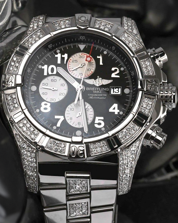 Breitling Super Avenger 48MM Black Dial Steel Bracelet (A13370)