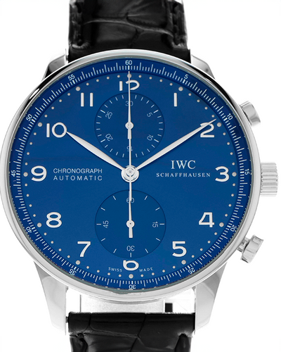 IWC Schaffhausen Portugieser Chronograph 41MM Blue Dial Leather Strap (IW371432)