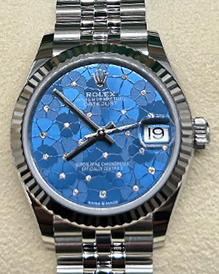 2024 Rolex Datejust 31MM Blue "Floral Motif" Diamond Dial Jubilee Bracelet (278274)