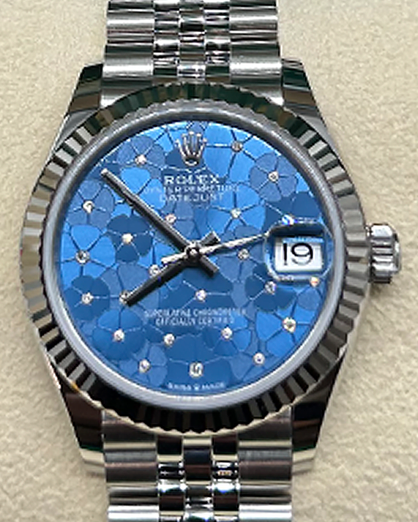 2024 Rolex Datejust 31MM Blue "Floral Motif" Diamond Dial Jubilee Bracelet (278274)