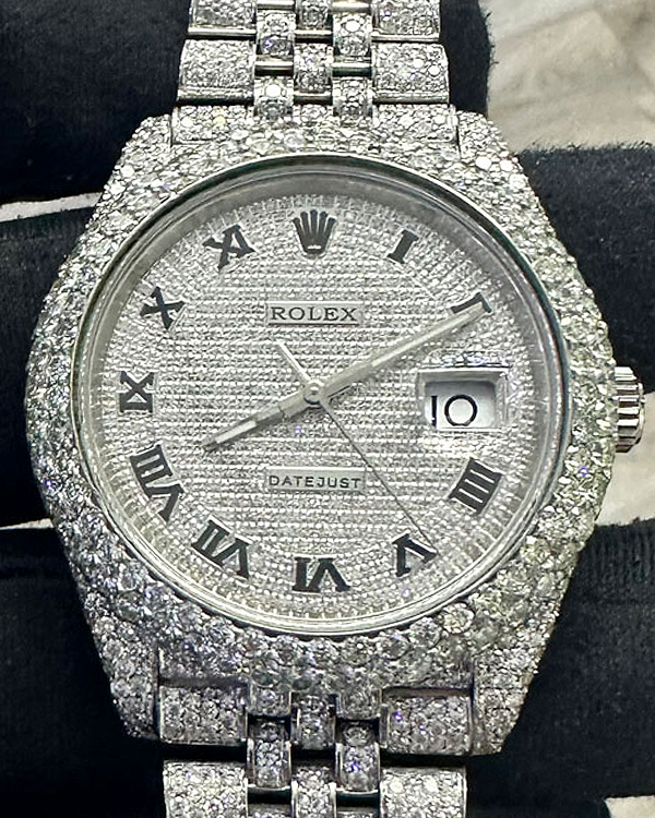 Rolex Datejust 41MM Jubilee Oystersteel Aftermarket Diamonds Pavé Dial (126300)