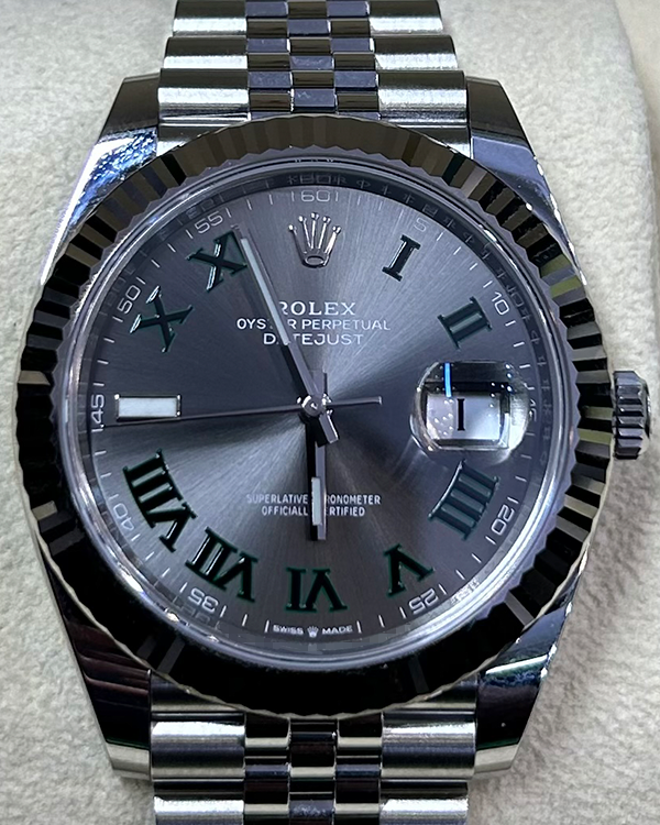 2021 Rolex Datejust 41MM "Wimbledon" Jubilee Bracelet Oystersteel Slate Dial (126334)