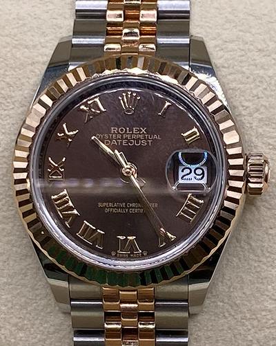 2022 Rolex Lady-Datejust 28MM Two-Tone Chocolate Dial Jubilee Bracelet (279171)