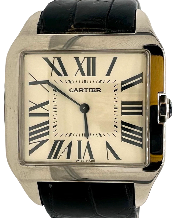 Cartier Santos Dumont 35MM Quartz Silver Dial Leather Strap (2651)