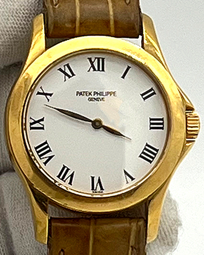 Patek Philippe Calatrava 28.5MM White Dial Leather Strap (4905)