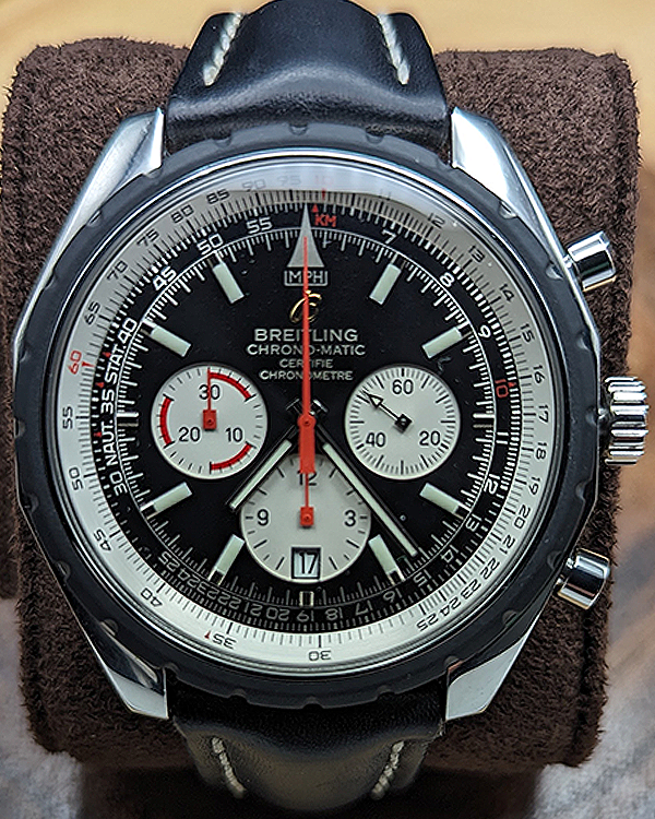 Breitling Navitimer Chrono-Matic 49MM Black Dial Leather Strap (A14360)