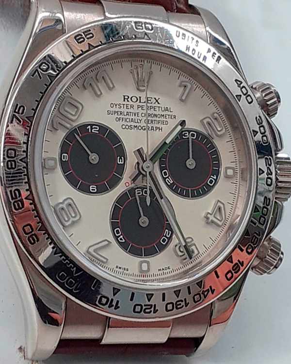 2002 Rolex Cosmograph Daytona "Panda" 40MM Silver Dial Leather Strap (116519)