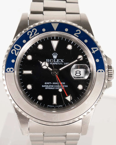 Rolex GMT-Master II "Faded Pepsi" 40MM Black Dial Oyster Bracelet (16710)