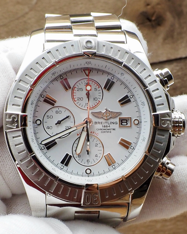 2010 Breitling Super Avenger 48MM White Dial Steel Bracelet (A1337011/A660)