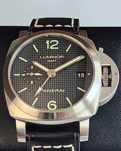2016 Panerai Luminor 1950 3 Days GMT Limited Edition 42MM Black Dial Aftermarket Leather Strap (PAM00535)