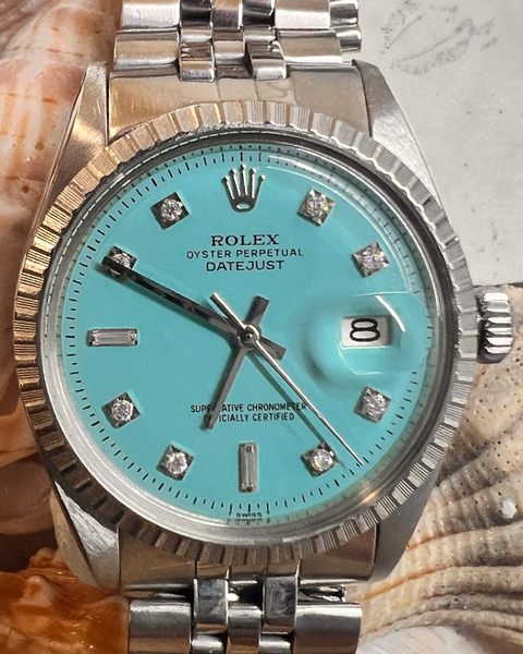 Rolex Datejust 36MM Aftermarket Tiffany Blue Diamond Dial Jubilee