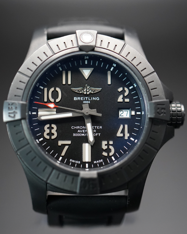 Breitling Avenger Seawolf "Night Mission" 45MM Black Dial Rubber Strap (V17319)