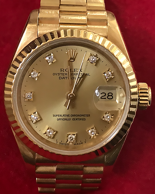 No Reserve - 1991 Rolex Lady-Datejust 26MM Champagne Dial President Bracelet (69178)