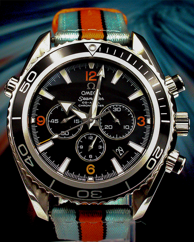 Omega Seamaster Planet Ocean Chronograph 45.5MM Black Dial Aftermarket Textile Strap (2210.51.00)