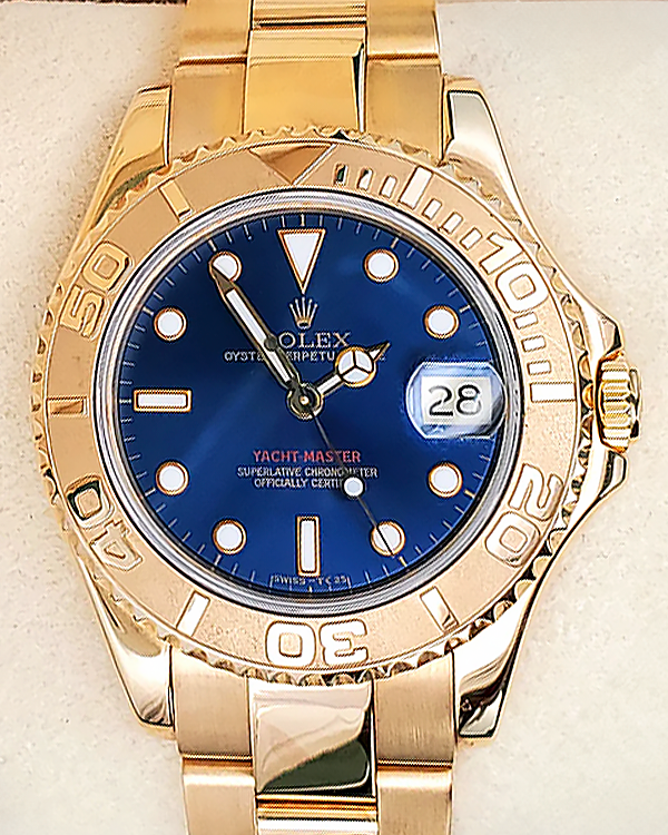 1996 Rolex Yacht-Master 35MM Blue Dial Yellow Gold Bracelet (68628)