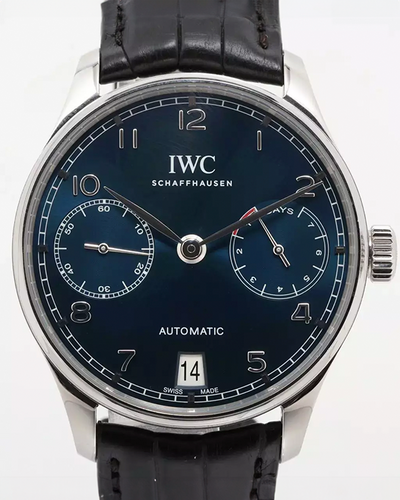 2023 IWC Schaffhausen Portugieser 7 Days 42.3MM Blue Dial Leather Strap (IW500710)