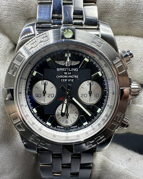 2011 Breitling Chronomat 44MM Black Dial Steel Bracelet (AB0110)