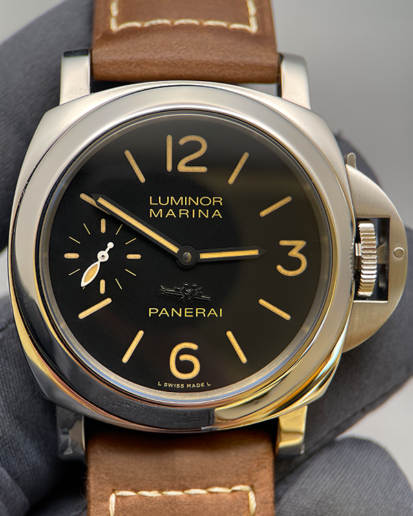 2013 Panerai Luminor Marina Acciaio L.E. 44MM Black Dial Leather Strap (PAM00466)