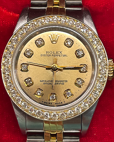 1996 (T Serial) Rolex Datejust 24MM Aftermarket Gold Dial Two -Tone Jubilee Bracelet (67243)