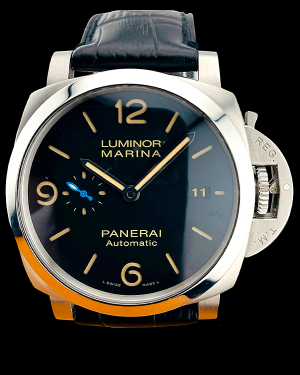 2018 Panerai Luminor Marina 1950 3 Days 44MM Black Dial Leather Strap (PAM01312)