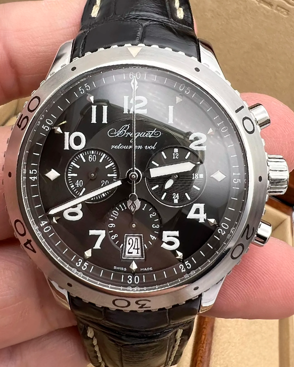 2010 Breguet Type XXI Flyback 43MM Black Dial Leather Strap (3810.ST.929.ZU)