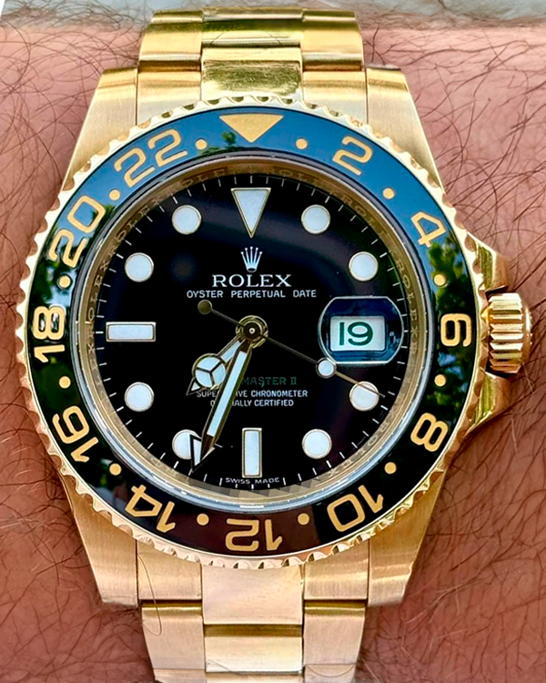 2011 Rolex GMT-Master II 40MM Black Dial Yellow Gold Oyster Bracelet (116718)