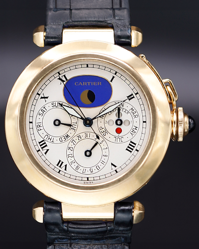 Cartier Pasha Moonphase Perpetual De Cartier 38MM Quartz White Dial Leather Strap (30003)