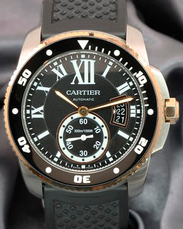 2018 Cartier Calibre de Cartier Diver 42MM Black Dial Rubber Strap (W7100055)