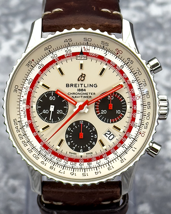 2021 Breitling Navitimer B01 Chronograph "TWA Edition" 43MM Silver Dial Leather Strap (AB01219A1G1X1)