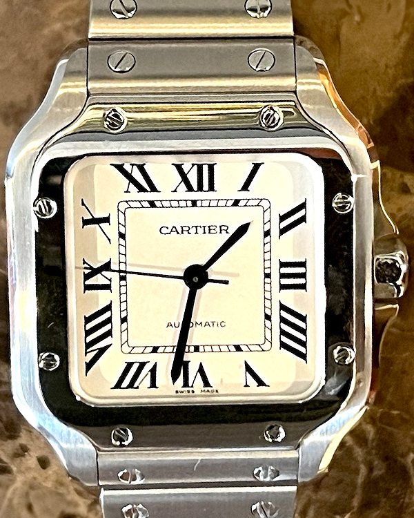 Cartier Santos De Cartier 35.1MM Silver Dial Steel Bracelet (WSSA0029)