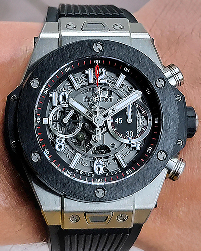 2018 Hublot Big Bang Unico Chronograph 44MM Skeleton Dial Rubber Strap (411.NM.1170.RX)