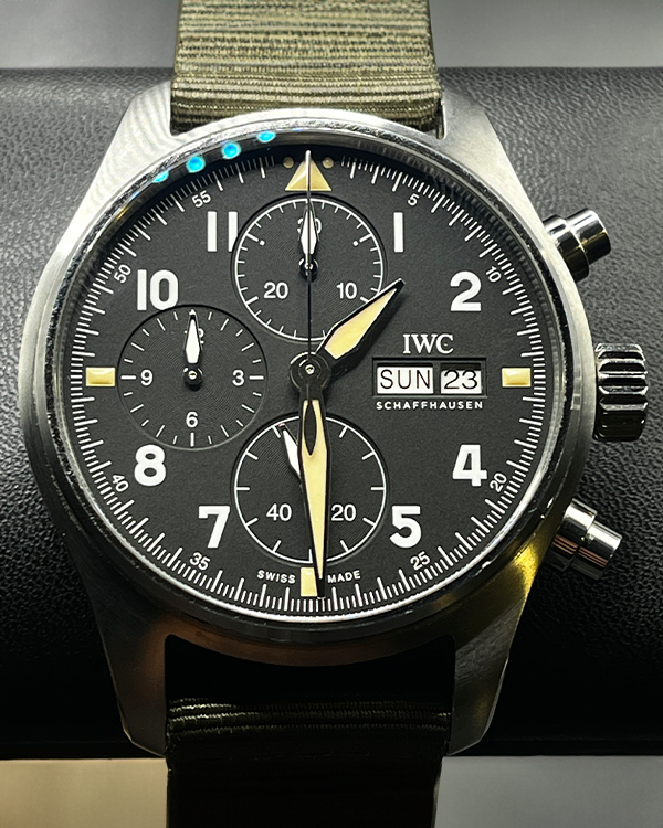 2021 IWC Schaffhausen Pilot Spitfire Chronograph 41MM Black Dial Textile Strap (IW387901)