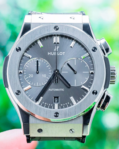 Hublot Classic Fusion 45MM Grey Dial Leather/Rubber Strap (521.NX.7071.LR)