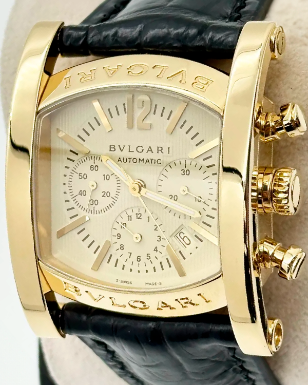 Bvlgari Assioma 44x34MM  Ivory Dial Leather Strap (AA44 G CH)