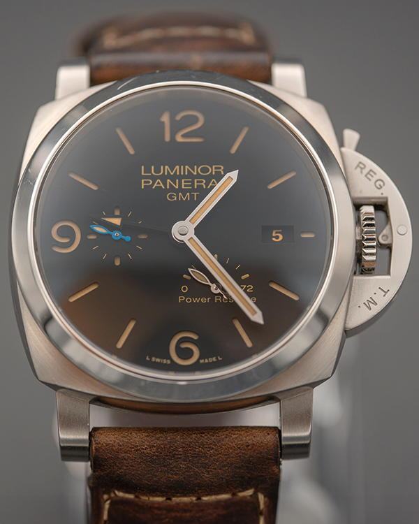 2022 Panerai Luminor 1950 3 Days GMT Power Reserve Automatic 44MM Black Dial Leather Strap (PAM01321)