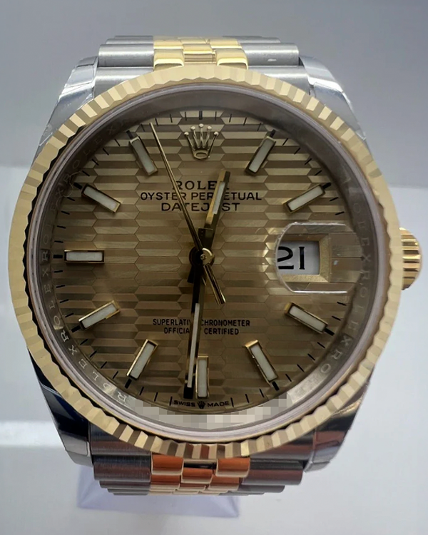 2022 Rolex Datejust 36MM Champagne "Fluted Motif" Dial Two-Tone Jubilee Bracelet (126233)