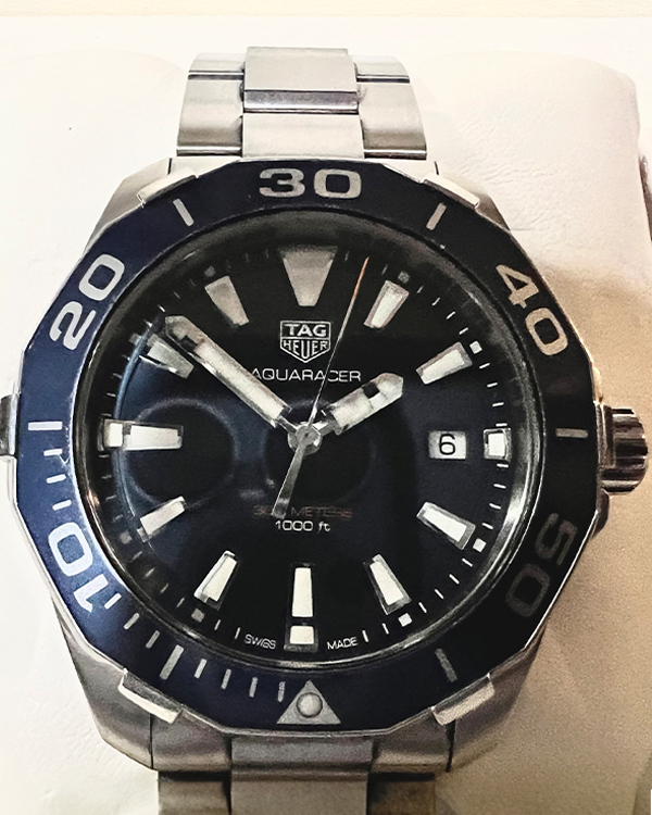 No Reserve - 2018 TAG Heuer Aquaracer 300M 41MM Steel Blue Dial Bracelet (WAY111C.BA0928)