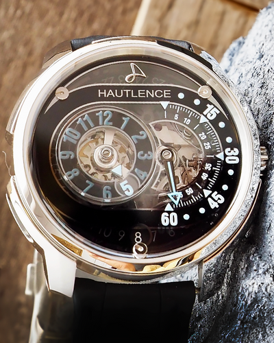 Hautlence Jump Hour & Retrograde 44MM Skeleton Dial Leather Strap (HLRQ-02)