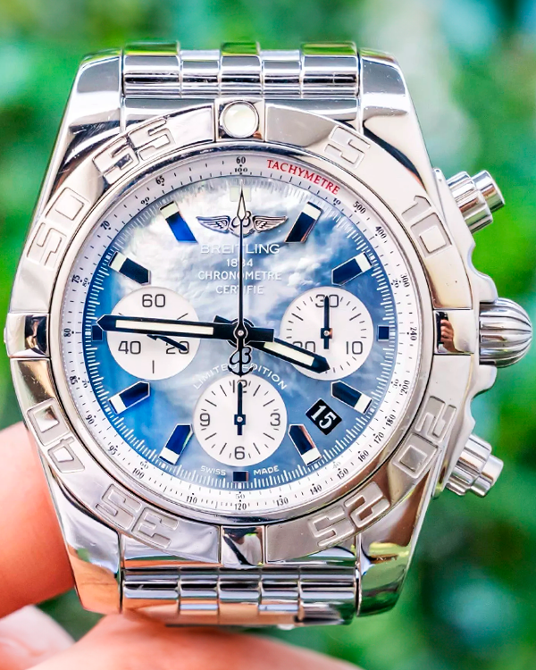 Breitling Chronomat L.E 44MM Blue Mother of Pearl Dial Steel Bracelet (AB01103C/BC48)